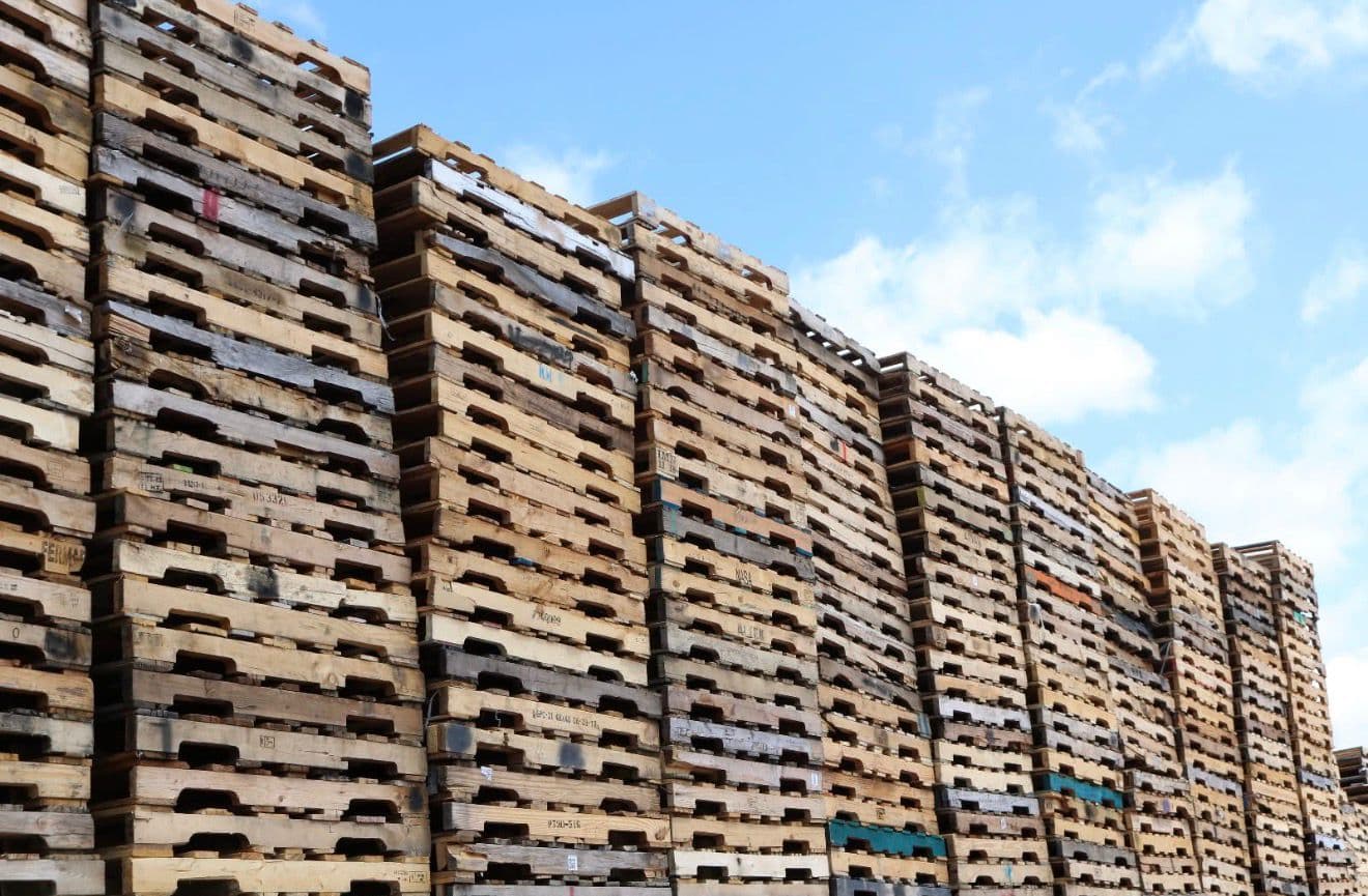 Stacked pallets ready for delivery